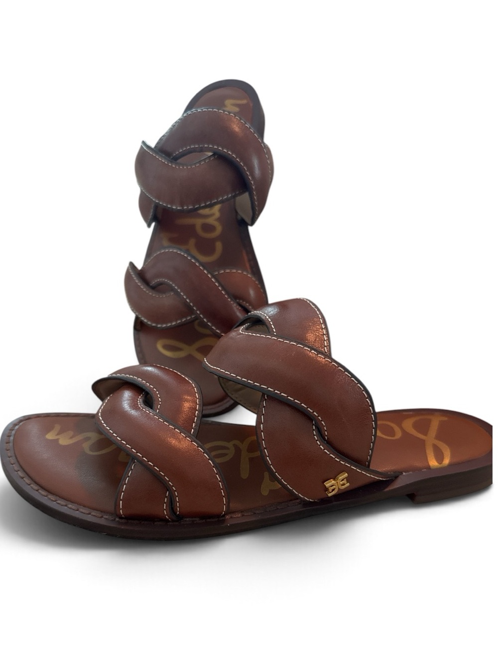 Sam Edelman Women’s Leather Double-Strap Slide Sandals. Size is 6.5